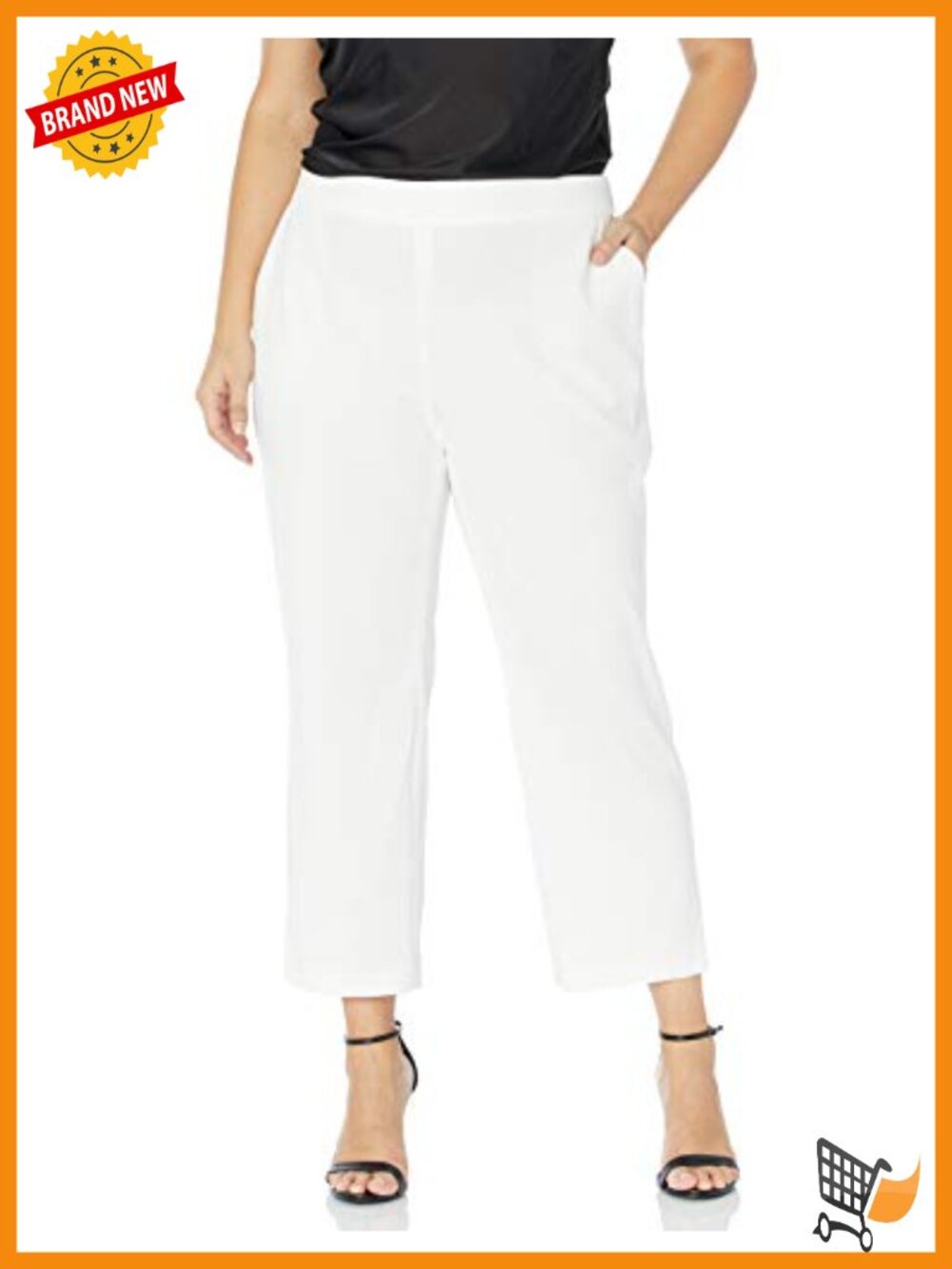 Drapey Crepe Pull On Ankle Pant Elastic Back Pleated Work